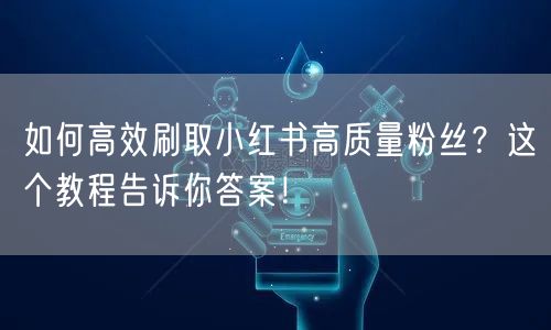 如何高效刷取小红书高质量粉丝?这个教程告诉你答案!