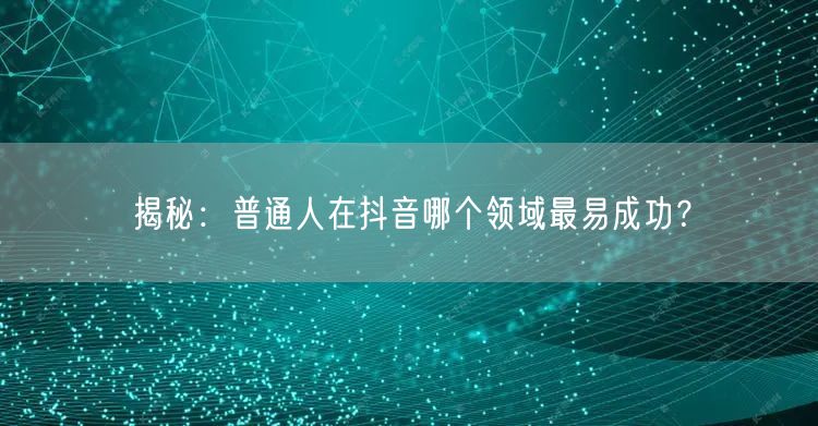 揭秘:普通人在抖音哪个领域最易成功?