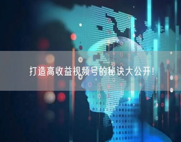 打造高收益视频号的秘诀大公开!