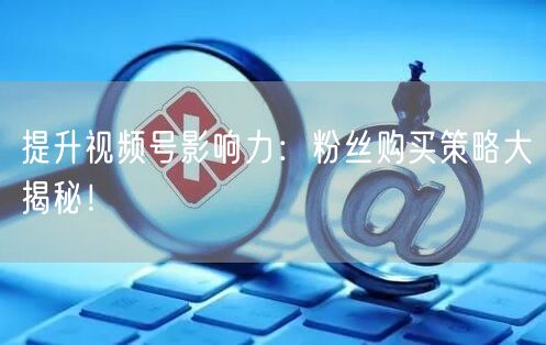 提升视频号影响力：粉丝购买策略大揭秘！